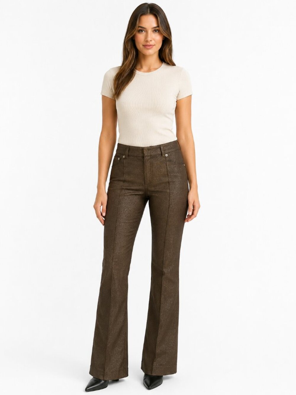 JIMINLEE Vintage Metallic Gold Shimmer Pants